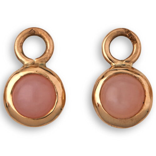 guld charms med pink opal til creoler
