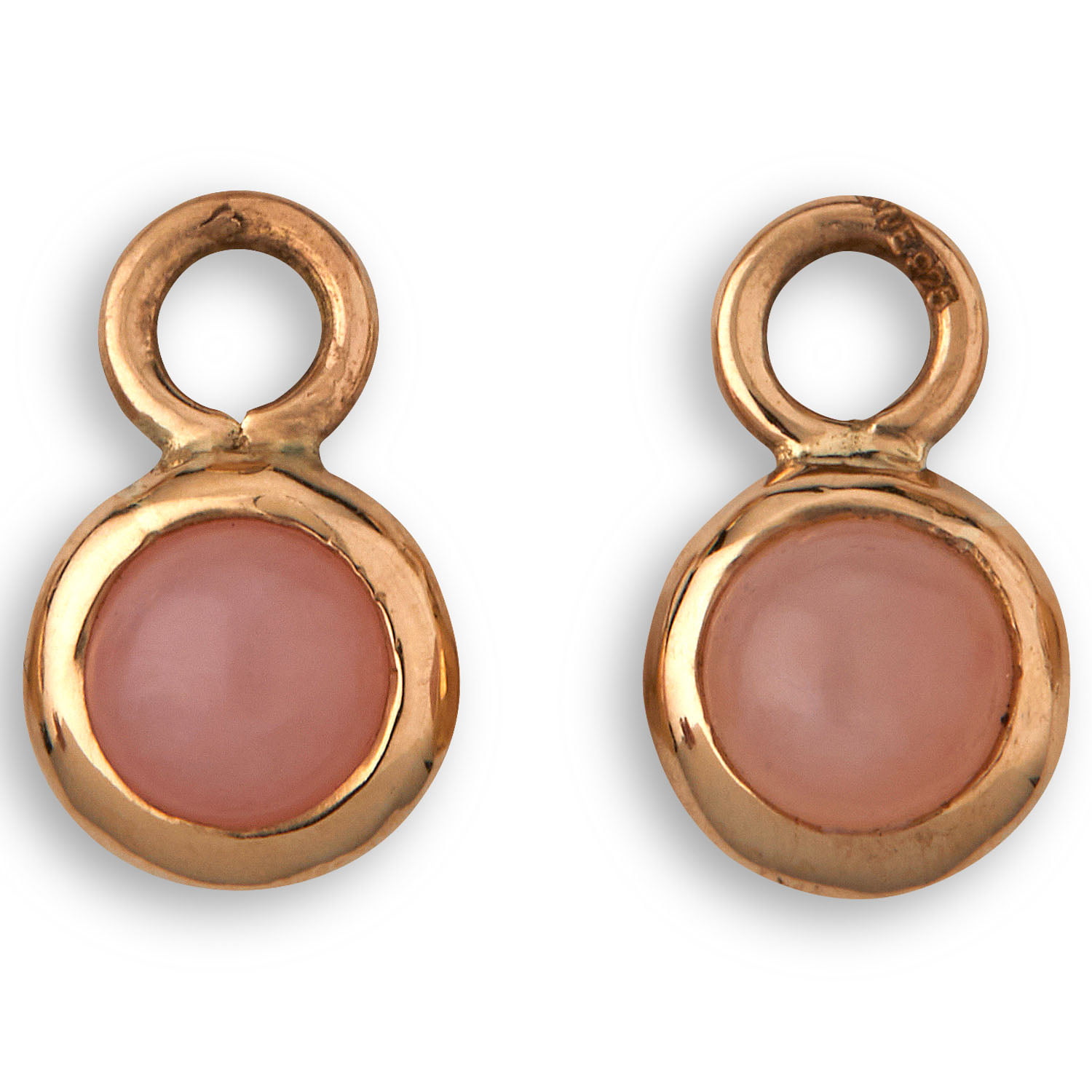 guld charms med pink opal til creoler