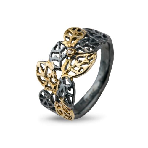 Ring Beech Leaves Gold Gemischt