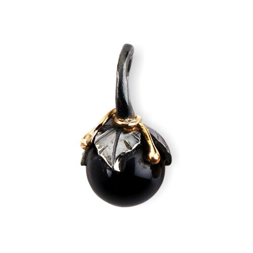 Urban Blatt Tropfen Schwarz Onyx Anhänger (L)